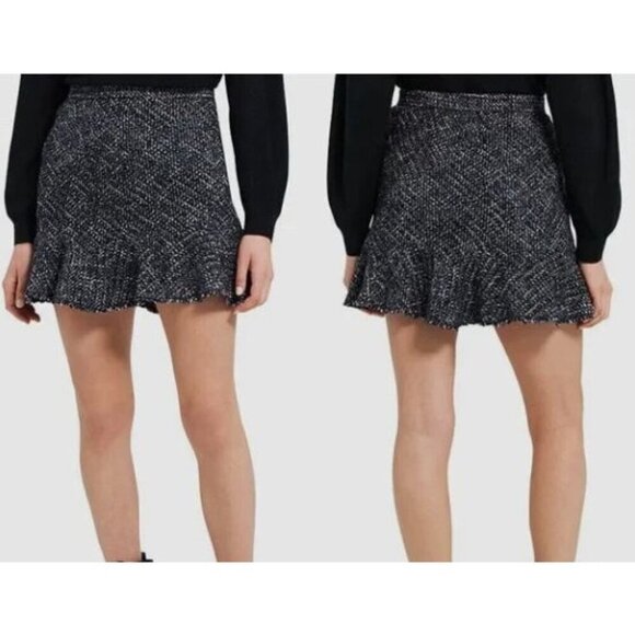 Theory NEW Autumn Tweed Mini Skirt Blue Black White Career Office Classic Sz 6 - Picture 5 of 10